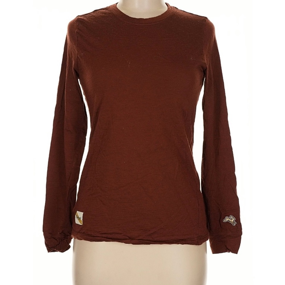 Tracksmith Chocolate Brown Long Sleeve Wool Women's Tee